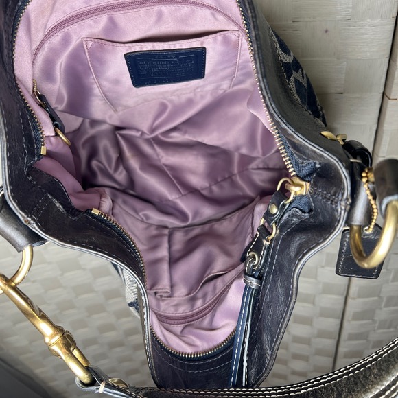 COACH Zoe Denim Signature Lg Hobo Bag Leather Trim w/Hang Tag 0871-12662 - Picture 7 of 11